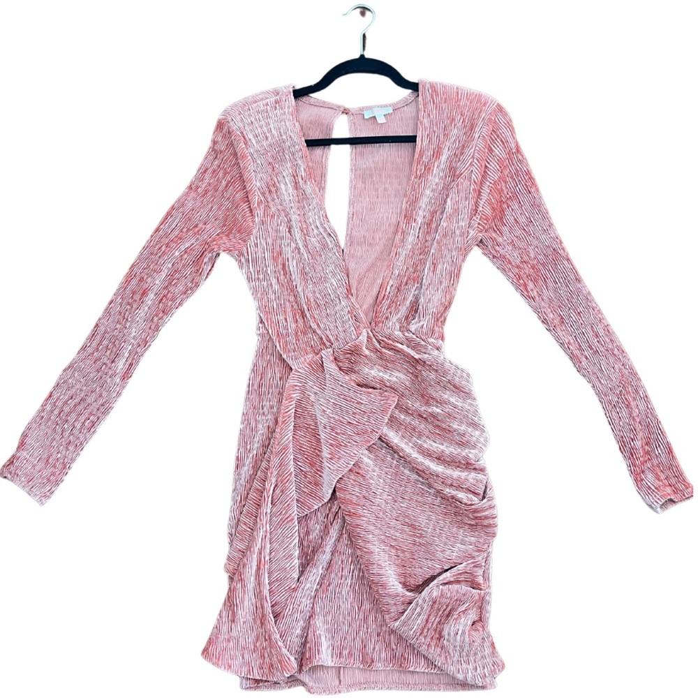 Velvet Pink V-Deep Plunge Cocktail Dress – Size L